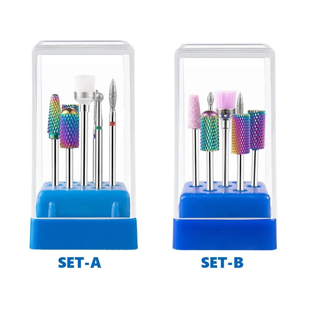 

3/32 дюйма, 7 шт., наборы профессиональных твердосплавных сверл для ногтей с футляром, безопасные сверла, технические сверла для быстрого удаления кутикулы для маникюра Na