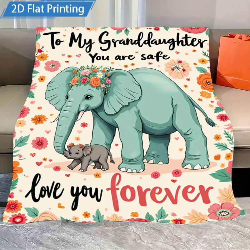 

1 шт. фланелевое одеяло слон любовь внучка одеяло-мягкое флисовое одеяло с цветочным принтом для детей