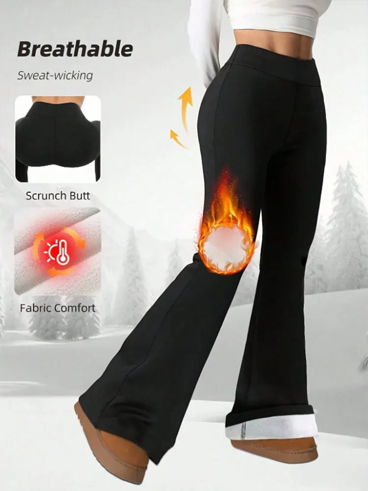 

Женские супермягкие расклешенные брюки с высокой талией и термоподкладкой, узкие расклешенные брюки с контролем живота, одежда больших размеров, леггинсы