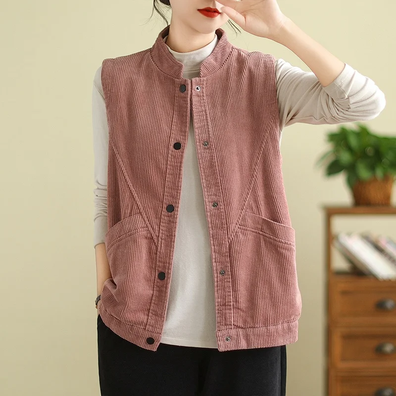

Spring New Sle Casual Cotton Vest Jaet Thin Svel Versatile Large Size Collar Regular Length Single Button Pure...