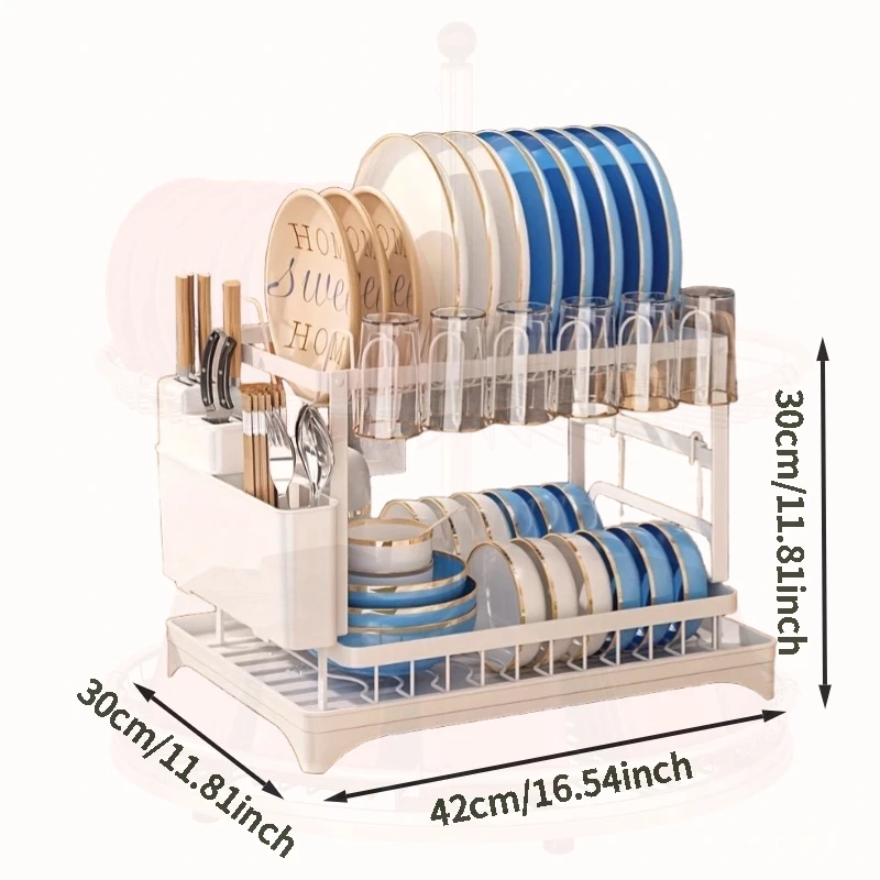 Multifunctional kitchen dish rack, with double-layer partitioned storage, baking paint process for scratch resistance and wear