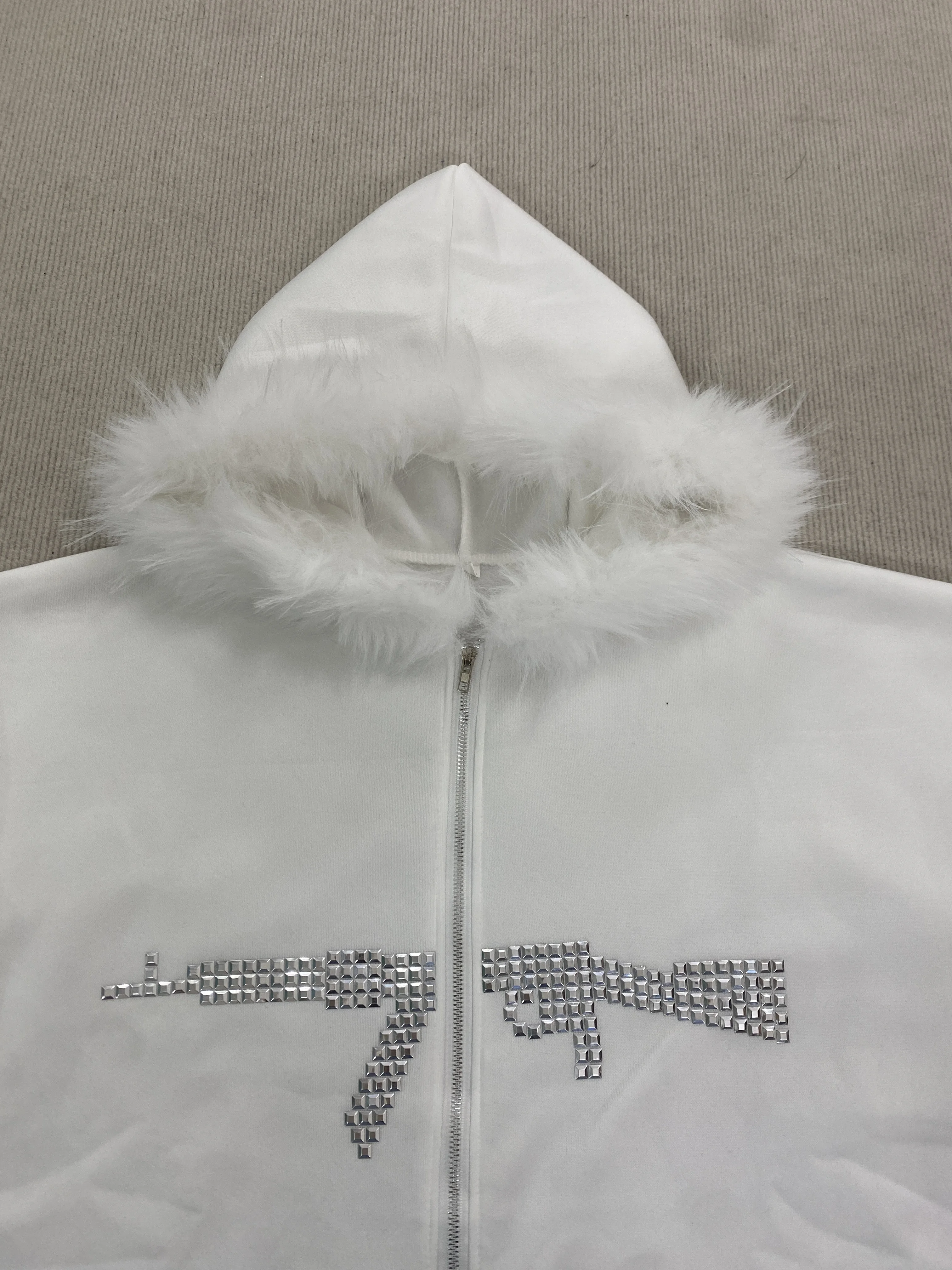 

American retro cardigan sweatshirt hot brick casual zipper loose fur collar top long sleeved for men and women