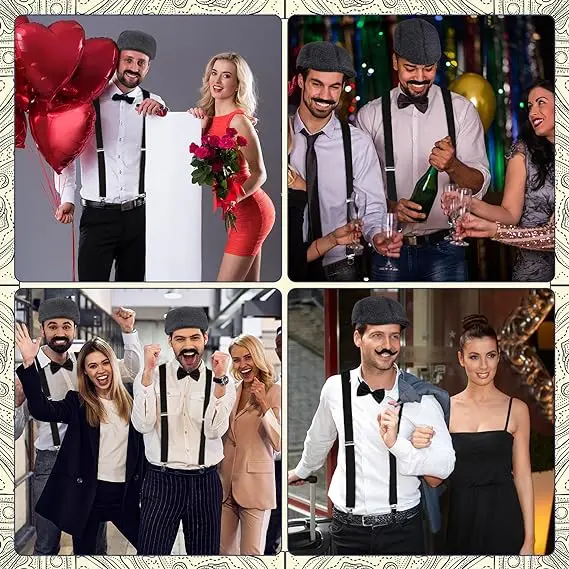 1920s Herren Kostüm Gangster Brüllen Zubehör für Männer Frauen Erwachsene Gatsby Cosplay Halloween Purim Party Kostüm Anzug