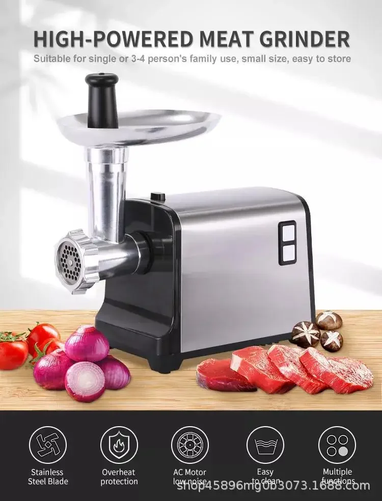 Meat Grinder Household Stainless Steel Electric Minced Meat Stuffing Machine Desktop Commercial Small Sausage Filling Sausage