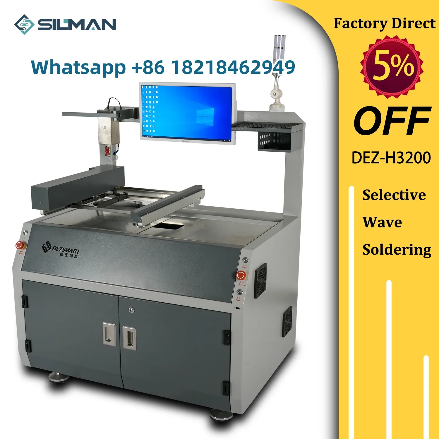 Silman DEZ-H3200 New Version Best PCB Board Welding Tin Device SMT High Frequency Selective Automatic Wave Soldering Machine