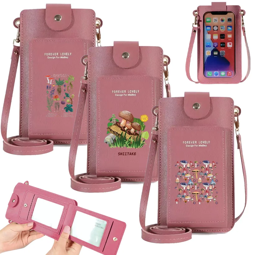 

Mobile Phone Touch Screen Phone Bag for Women Bag Coin Cute Purse Carrying Mobile Phones Mushroom Pattern Printing Series