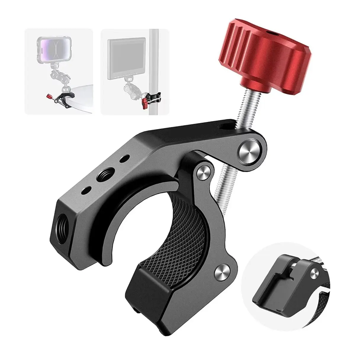 Super Clamp with Cold Shoe for DSLR Monitor Camera Tripod Stand Aluminum Alloy