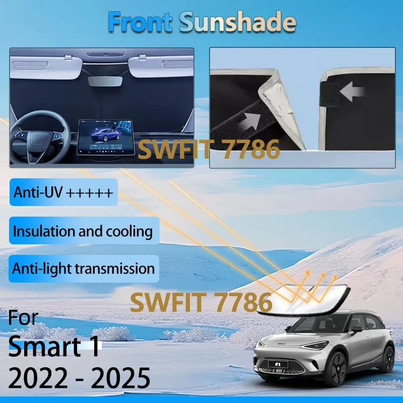 أسود فضي الجبهة الشمس قناع ل الذكية 1 2025 2024 2023 2022 اكسسوارات نافذة الظل العزل الحراري حماية ظلة أجزاء #1