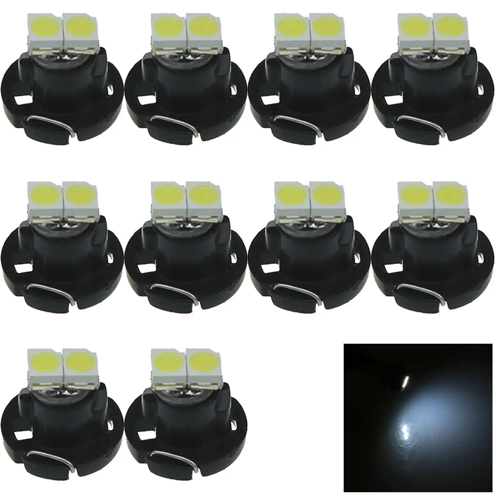 10x White RV T4.2 Blub NEO Dash Twist Socket HVAC Instrument Lamp 2 Emitters 1210 SMD LED 79674-S3N-941 N102-W