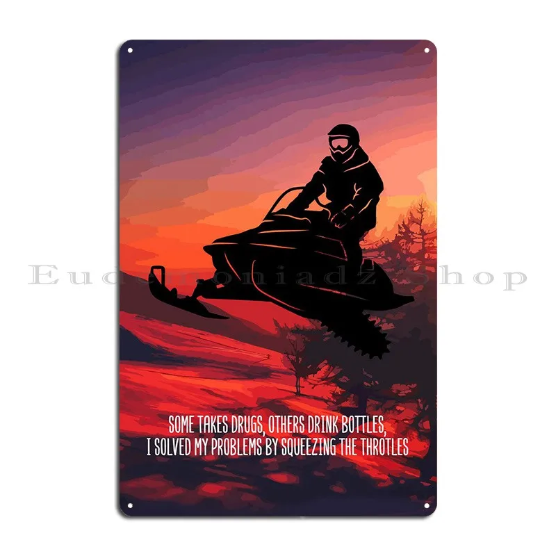 Snowmobile Wall Art Decor Metal Sign Cave Designing Customize Rusty Character Tin Sign Poster