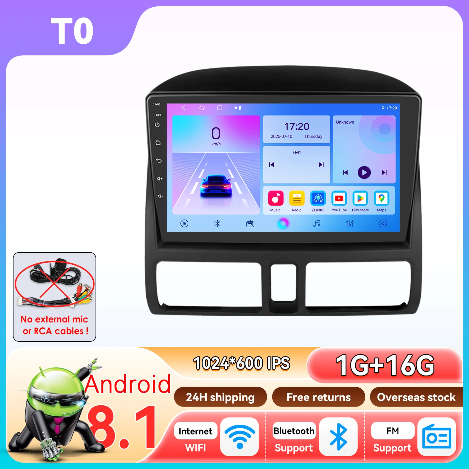Hizpo Multimedia Navigatie Radio Stereo voor Honda CRV Modellen HONDA CRV 2002-2006 Hoofdunit Speler Android 14 GPS 4G QLED Scherm GEEN DVD 2Din