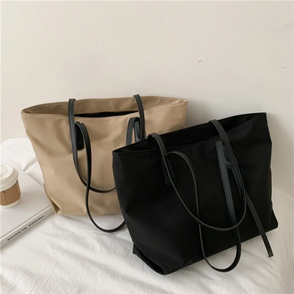

Fashion Versatile Tote Bag Solid Color Soft Shoulder Bag Large Capacity Handbag For Women