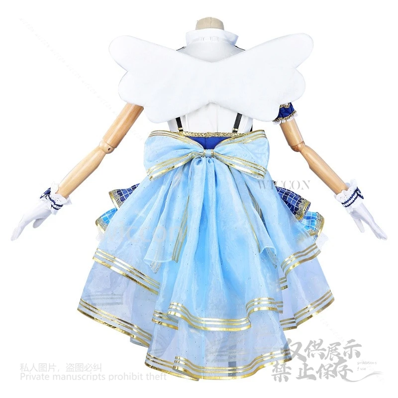 أنيمي سونودا أومي تأثيري الحب لايف الأزرق كيوبيد فستان Kawaii أداء موحد تأثيري الباروكات مجموعة كاملة لعب الأدوار الفتيات مخصصة