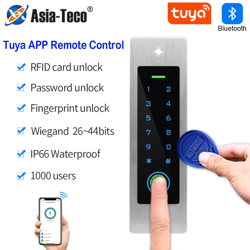 

Tuya App BLE Touch Key Access Controller Metal Fingerprint Access Control Keypad 125Khz Standalone Reader Controler Door Opener