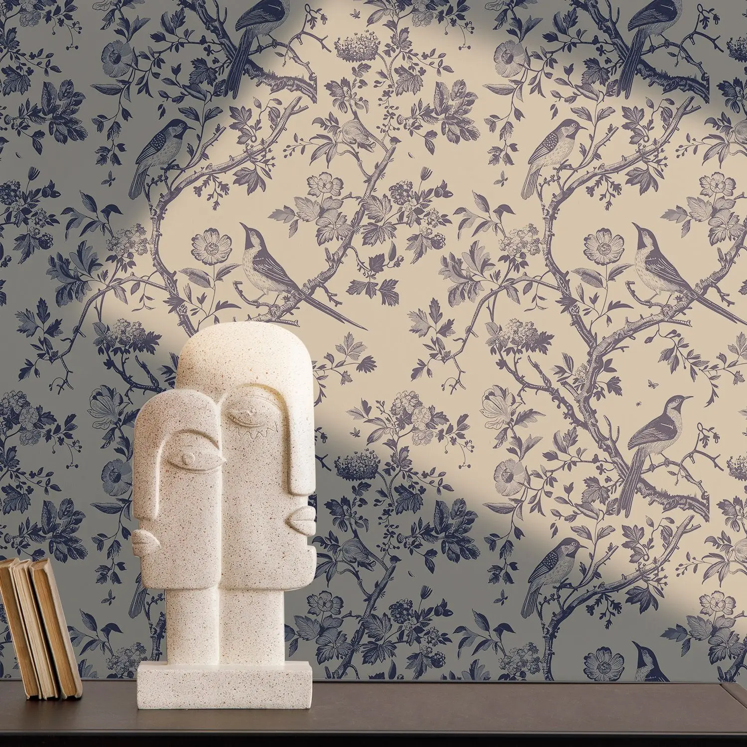 Chinoiserie Bird Floral Wallpaper Peel and Stick Vintage Flowers Contact Paper Removable Self Adhesive Wall Sticker Home Decor