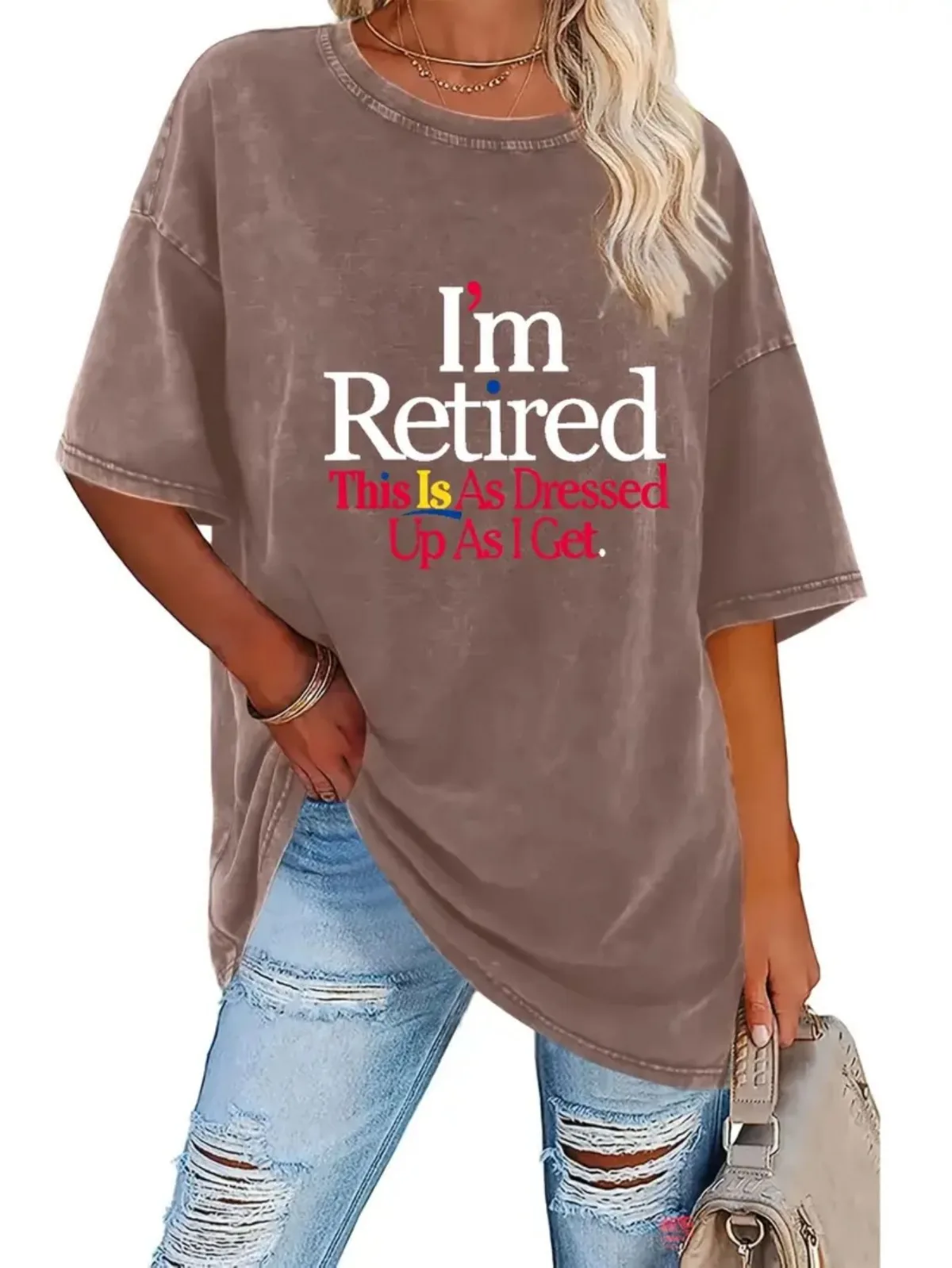 Moda casual feminina retro lavado algodão único laranja padrão abstrato dupla face impressa camiseta viagem ao ar livre urbano tops