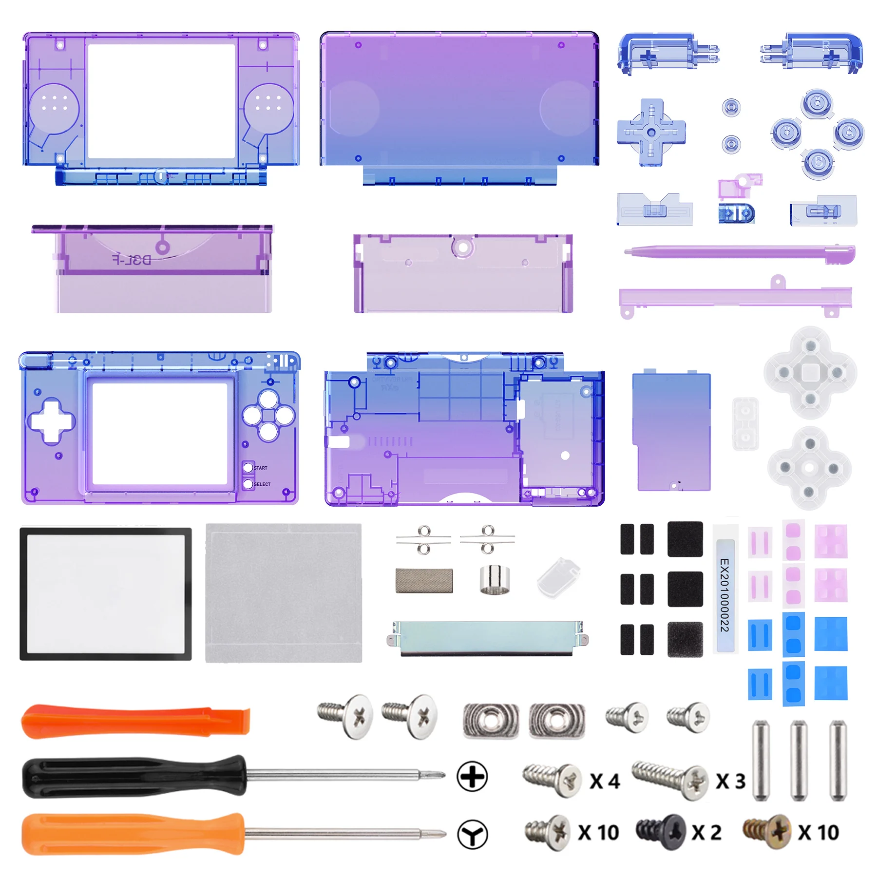 eXtremeRate Ersatz-Gehäuse für Nintendo DS Lite, Gehäuseabdeckung mit Tasten, Bildschirmabdeckung für NDSL – Einzelserie