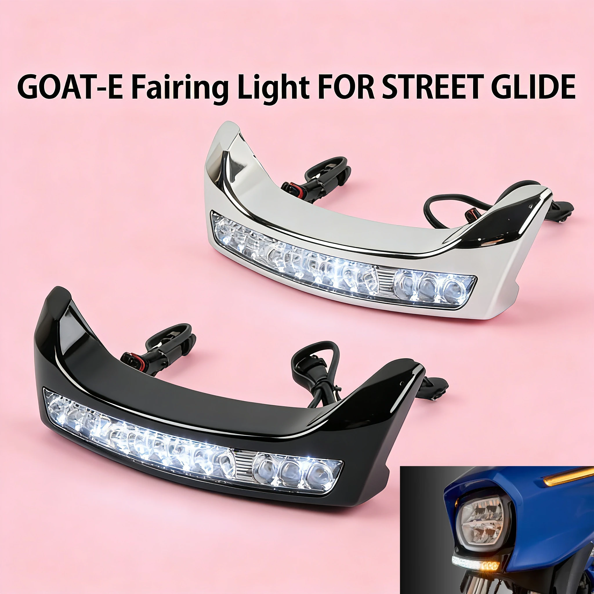 

Светодиодные хромированные фары GOAT-E (янтарный/белый свет) для Harley CVO FLHX FLHXU FLHXSE 2024-2025.