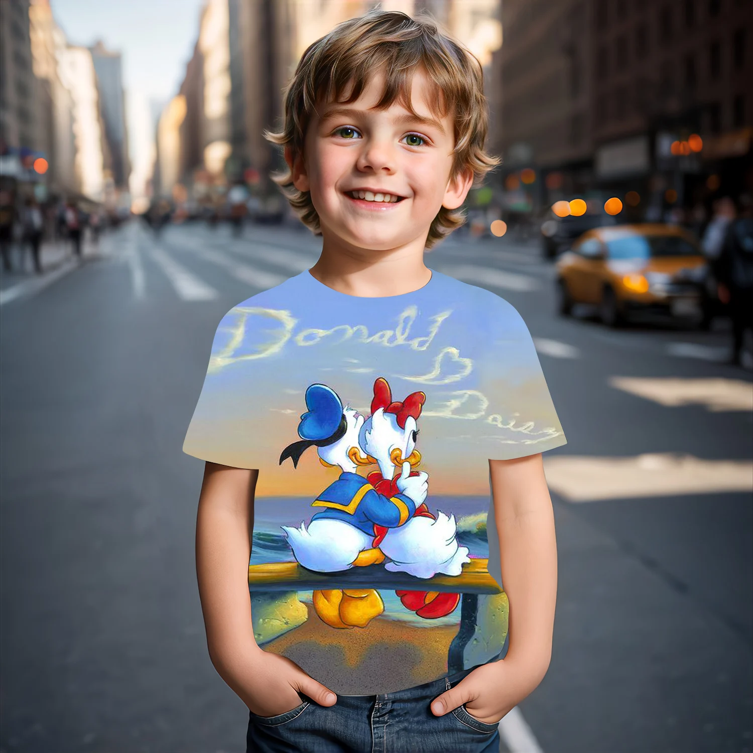 MINISO Summer New Children's Wear Donald Duck Printed Short sleeved T-shirt Girl's Clothing Boys Casual Top Breathable T-shirt