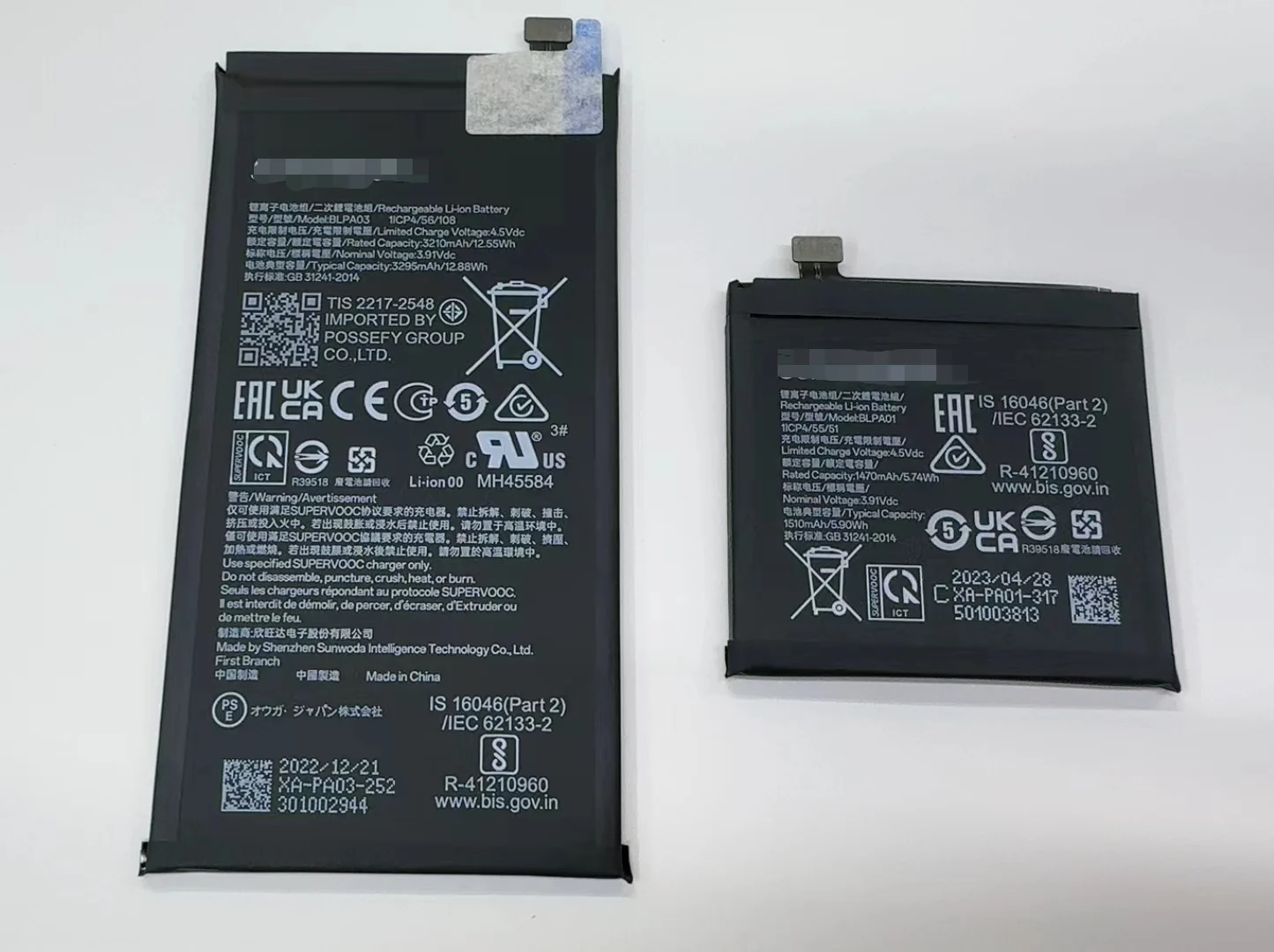 

Original New For Oppo Find N3 BLPA03 BLPA01 foldable Find N3 A Pair Battery