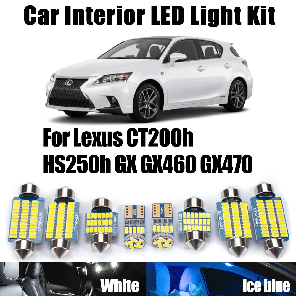 Reading Vanity Mirror Bulbs For Lexus CT200h HS250h GX GX460 GX470 Car Accessories Canbus LED Interior Map Dome Trunk Light Kit