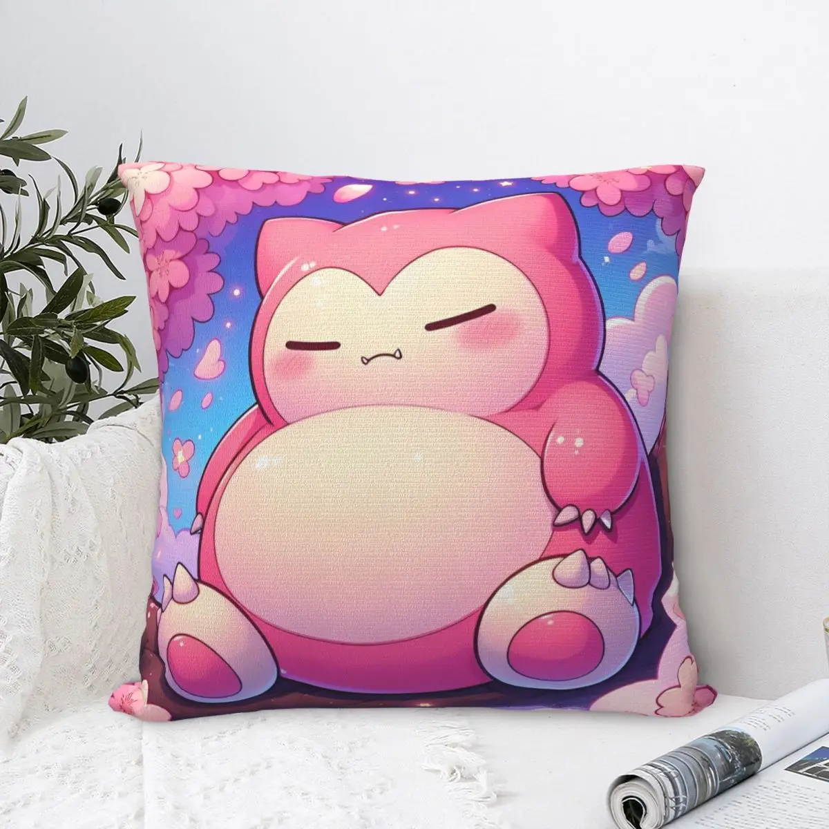 Pillow Case Snorlax Pokemon (13) Polyester Pillow Cover Kawaii Cushion Cover Graphic Pillowcases For Sofa Bedroom Home Decor