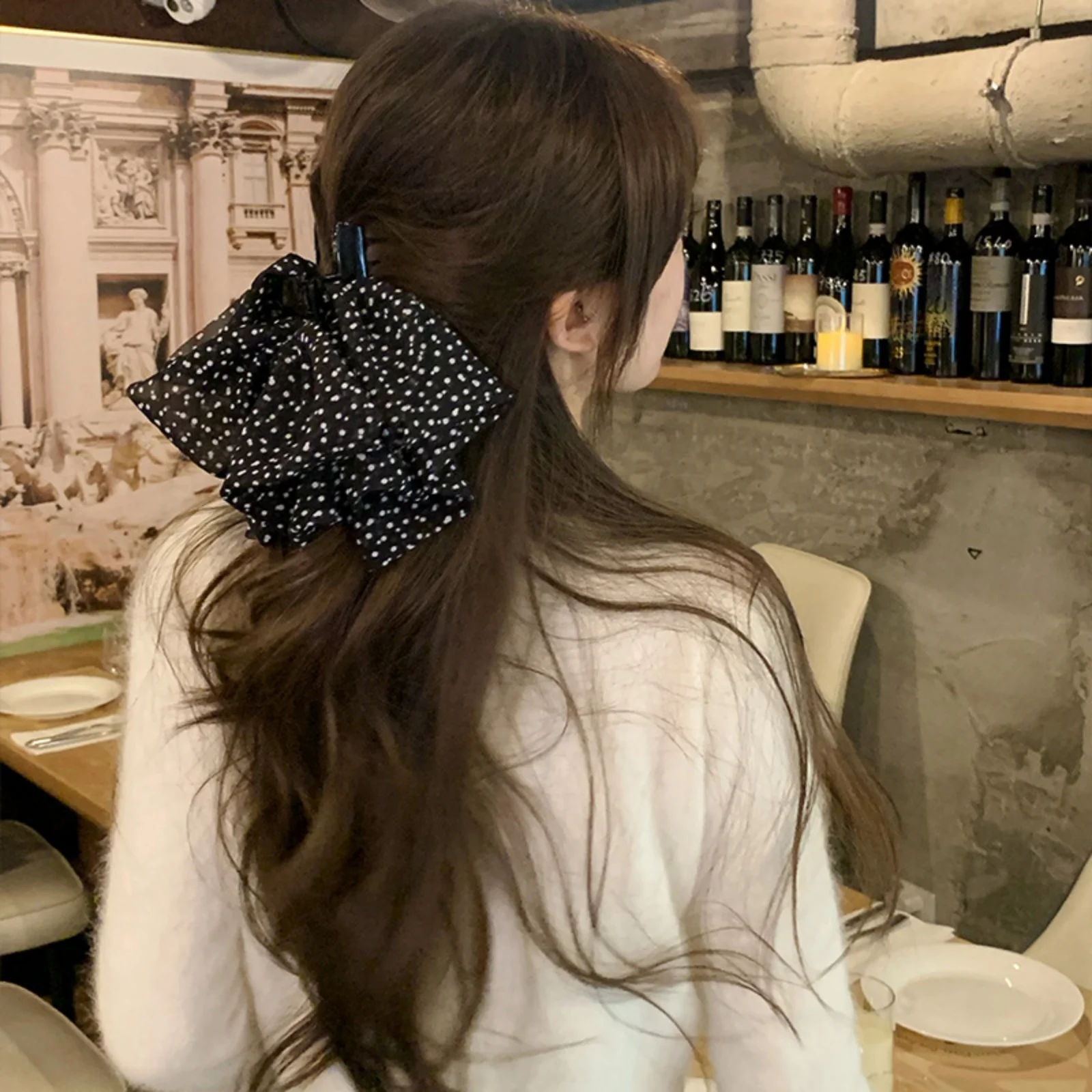 

Big Polka Dot Hair Claw Clip, Large Fashionable Chiffon Hair Jaw Clip For Women, Stylish Hair Accessories For Daily Wear&Parties