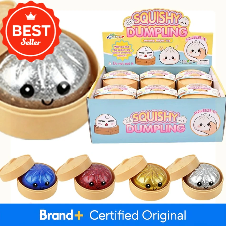 Weiche Dampfbrötchen-Glitzer-Dumplings, Squishy-Glitzer-Dumplings mit Box, sensorisches Quetschspielzeug zur Stresslinderung, Großhandel