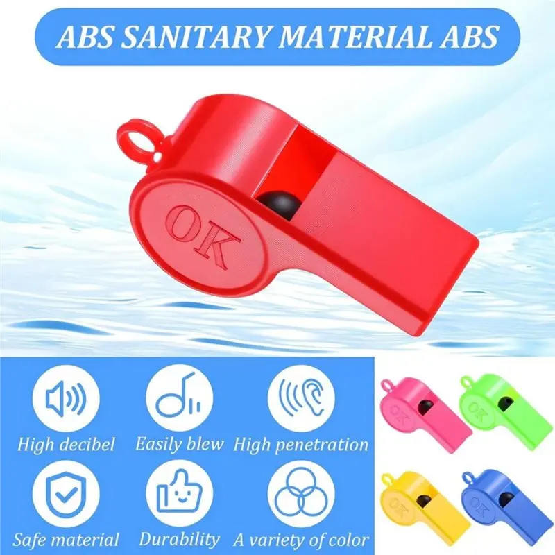 Superior-100Pcs Coach Whistle With Lanyard Colored Emergency Whistles