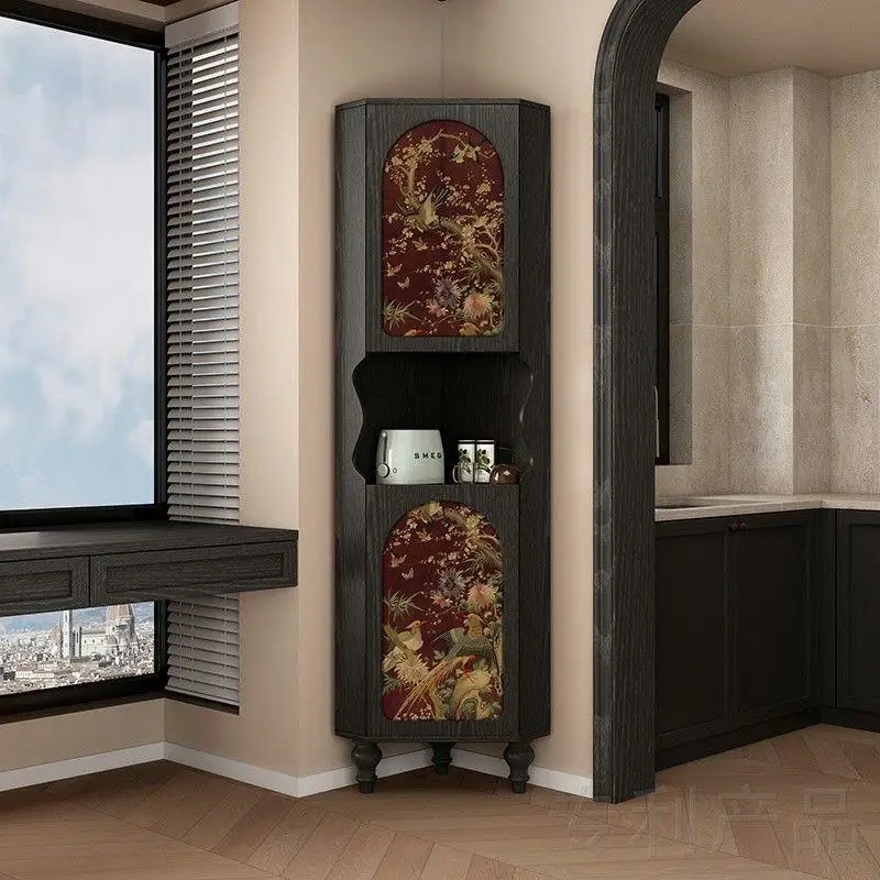 

DSA solid wood corner cabinet storage bookshelf living room sofa triangular cabinet dining room dining side storage cabinet