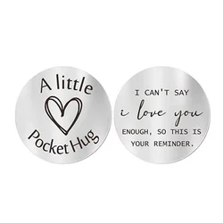 1PC Pocket Hug Token I Love You Long Distance Gifts Stainless Steel Double Sided Keychain