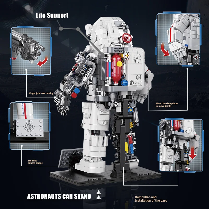 Creative Space Mechanical Astronaut Figures Model Building Blocks City Spaceman Bricks Ornament MOC Toys For Children Adult Gift