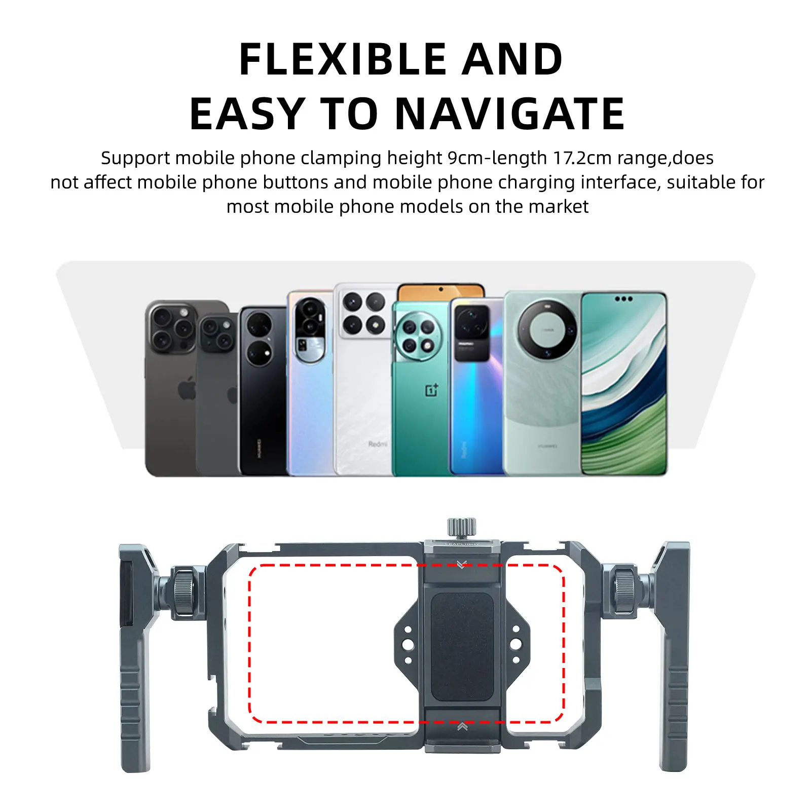 Universal Metal Phone Rig Cage with Dual Handles Photography Phone Stabilizer Tripod Mount Bracket for Vlog Video Recording