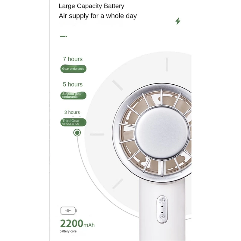 เครื่องทำความเย็นเซมิคอนดักเตอร์แบตเตอรี่2200มิลลิแอมป์ต่อชั่วโมงพัดลมมือชาร์จได้พัดลมระบายความร้อนด้วยอากาศเย็น