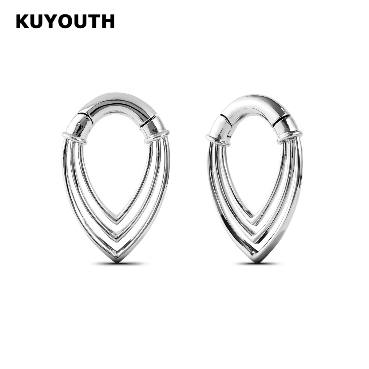 

KUYOUTH Water Droplet Lamination Ear Weight Simple Ear Expanders Stretchers Earring Gauges Body Piercing Jewelry 1Pair