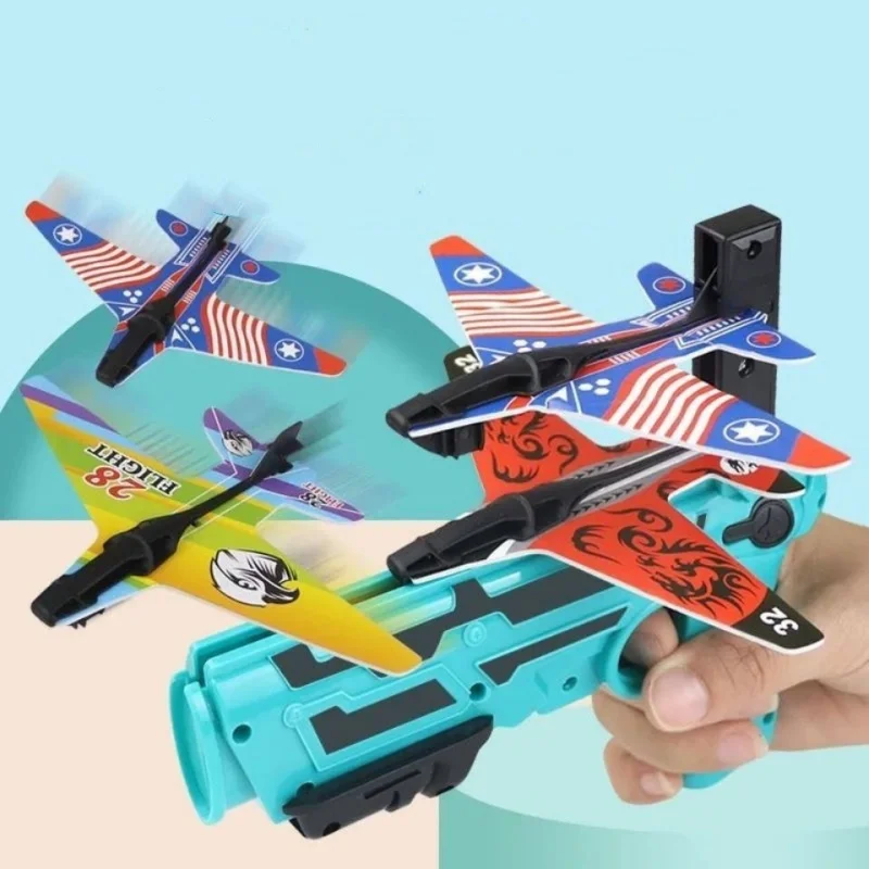 เด็กโฟมเครื่องบิน Launcher ของเล่น Catapult Ejection Gun เครื่องบินเกมยิงกีฬากลางแจ้งของเล่นเด็กของขวัญวันเกิด