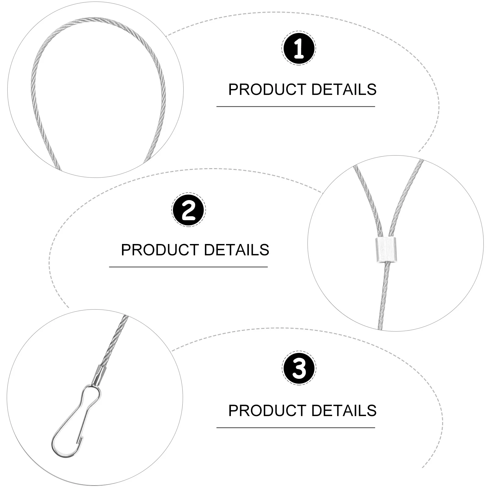 

6pcs Stainless Steel Door Cable Security Yard Fence Opener Easy Install Wood Metal Pull Cord Gate Latch String Latch Pull Cord