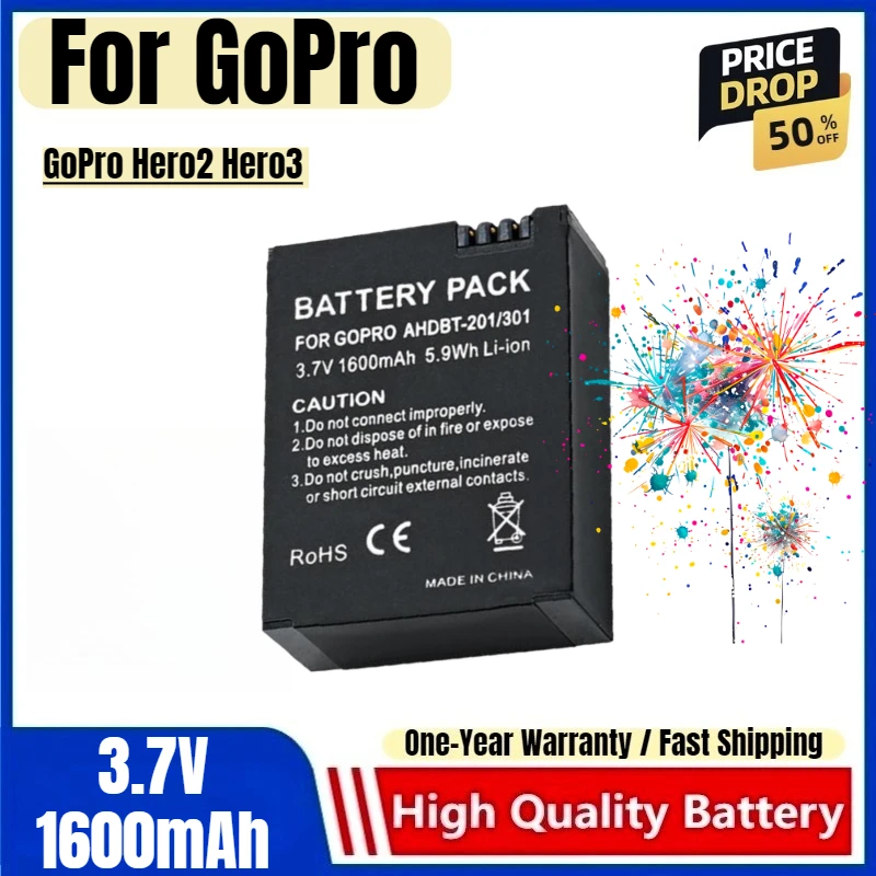 

Аккумулятор GoPro AHDBT-201 301 для аккумулятора экшн-камеры GoPro Hero2 Hero3