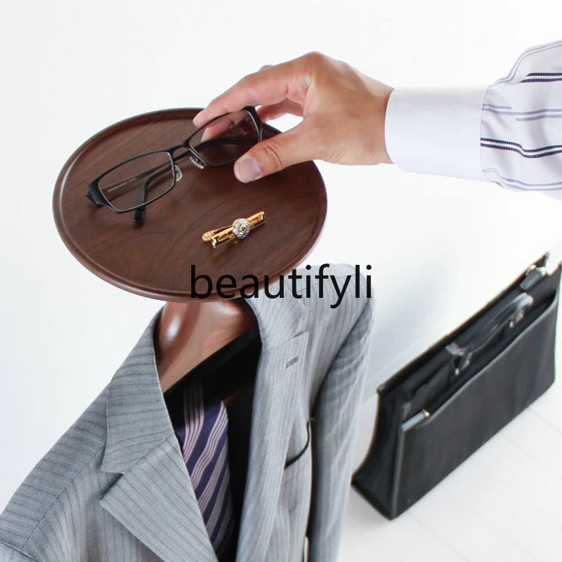 Light luxury office floor coat rack living room removable retro solid wood hanger