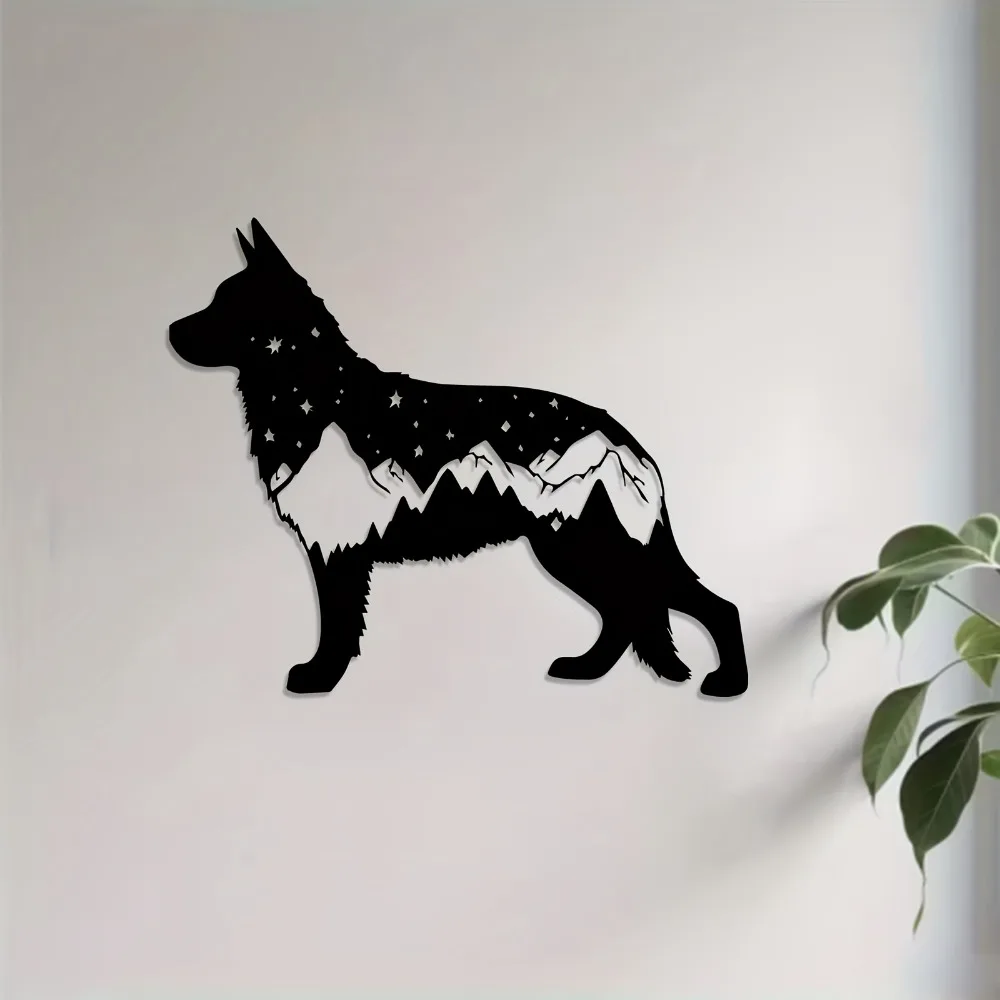 Metal German Shepherd Mountain Wall Art, Rust-Resistant Metal Decor for Living Room or Garage, Christmas Gift for Dog Lovers