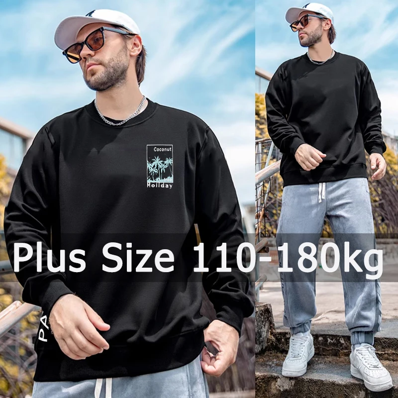 

Oversized Long Sleeve Printed Tops 110-180kg Men Plus Size Pullovers Sweatshirts 6XL 7XL Man Round Neck Big Size Men Clothing