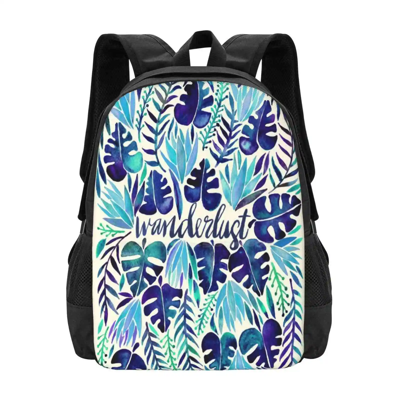 Tropical Wanderlust – Blue Hot Sale Backpack Fashion Bags Wanderlust Turquoise Explore Traveling Adventure Is Calling