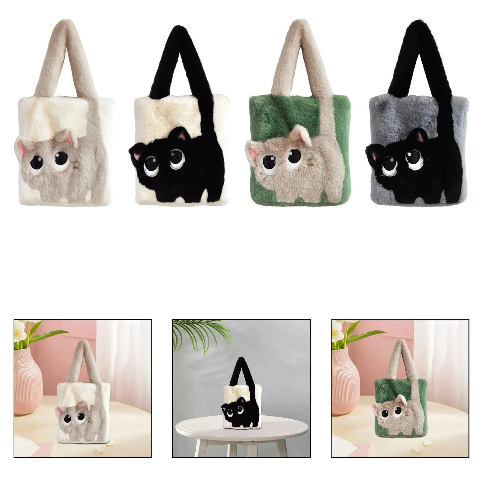 Tote Bag for Women PU Shoulder Bag Fashionable Winter Furry Purse Satchel Bag