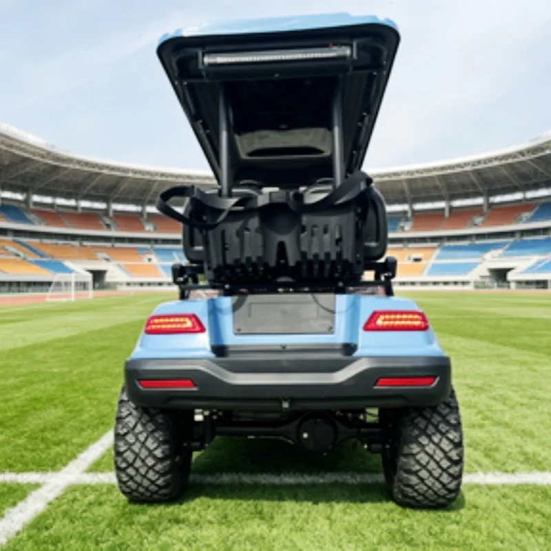 

New 4 Seater Lithium Club Car With Domineering Appearance Electric Golf Cart 12-Inch Off-Road Tires White Upholstered Seat