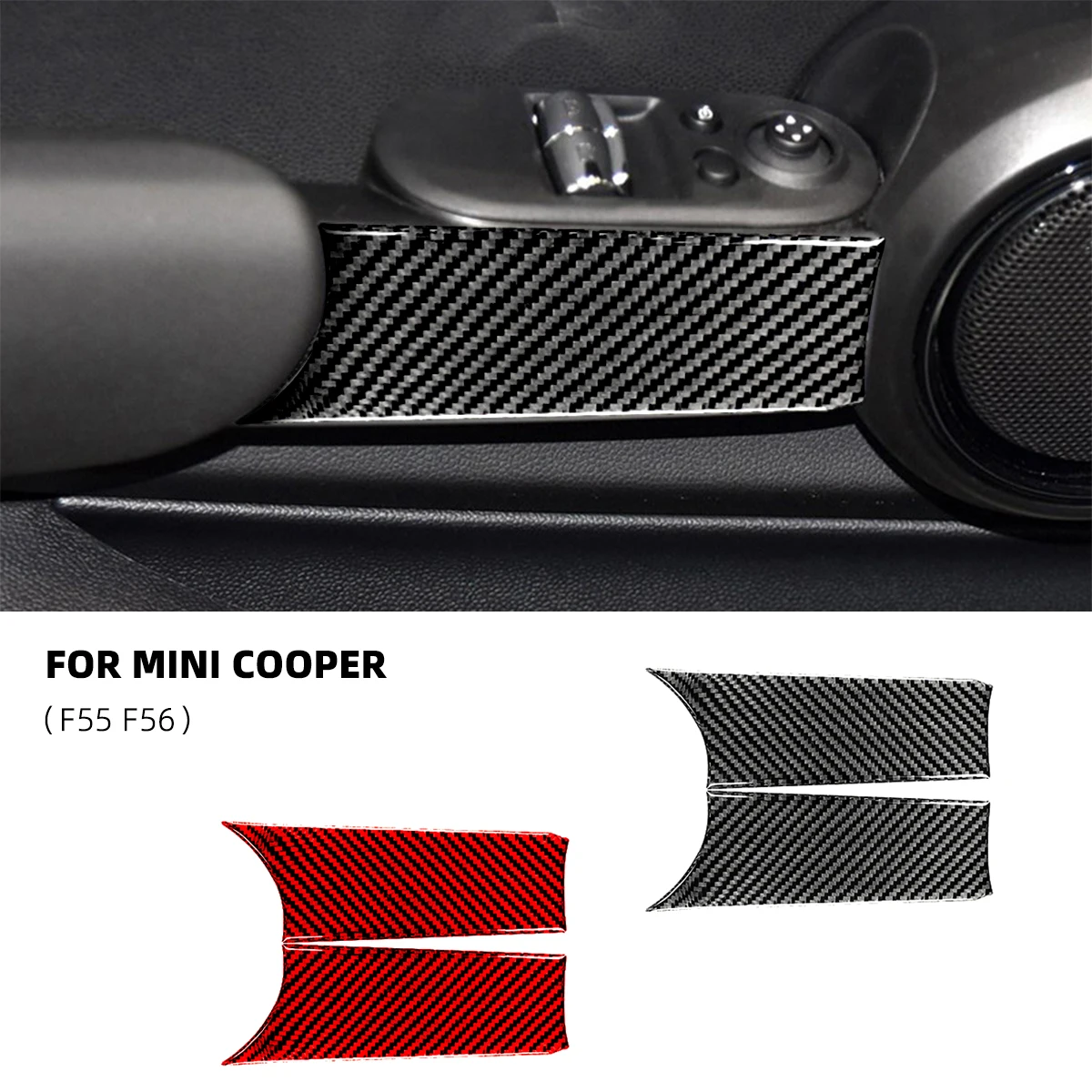 

For Mini Cooper Accessories F56 Carbon Fiber Interior 미니쿠퍼 Door Handle Pull Protective Cover Trim Sticker Accesorios Para Auto