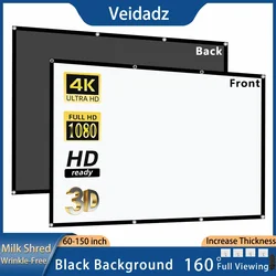 VEIDADZ-pantalla de proyección suave para interiores y exteriores, 60-150 pulgadas, blanco, leche, fondo negro, diseño sin arrugas