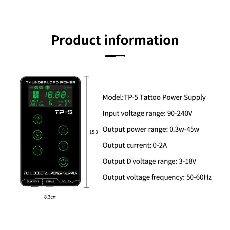 TP-5 Tattoo Power Supply Digital LCD Tattoo Supplies Touch Screen Tattoo Power supplies for Tattoo Machine