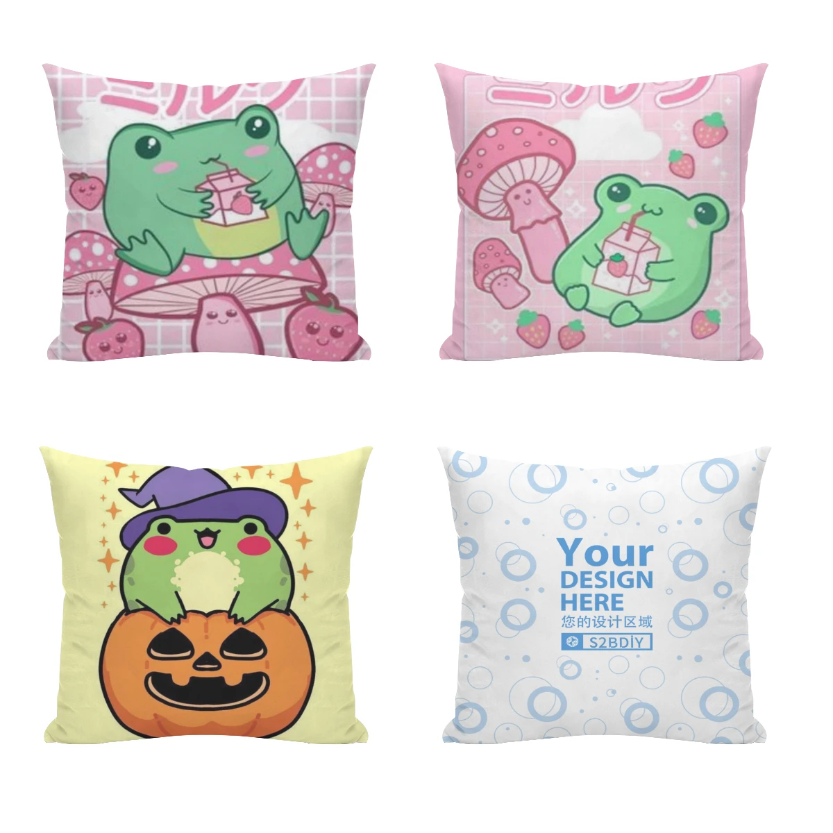 Cottage Frogs Pillow Cushion Case  Dakimakura Cover Decorative Sleeping 45x45cm