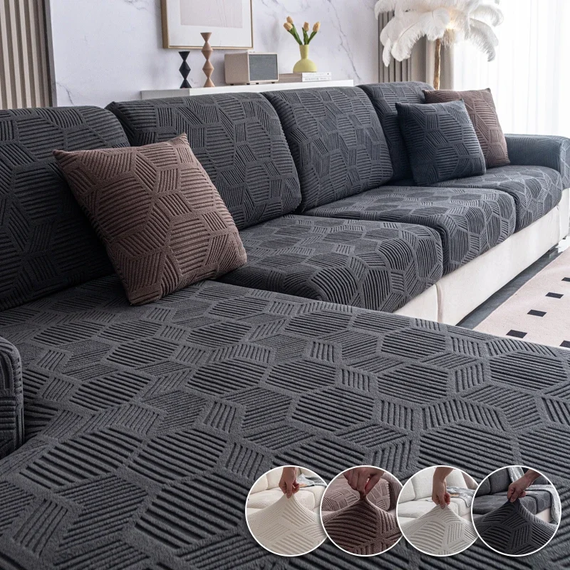 Mirror Jacquard Stretch Adjustable Elastic Sofa Cover for Living Room Anti Pet Scratch Slipcovers 1 2 3 4 Seat Couch Cover