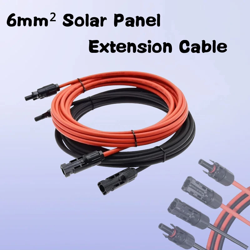 6mm² Solar-Verlängerungskabel 5M Rot-Schwarz, Beidseitig Vormontierter Stecker PV-Kabel für Solarmodule Photovoltaik-System